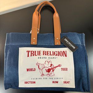 True Religion Tote - Large Denim Travel Shoulder Bag - NWT